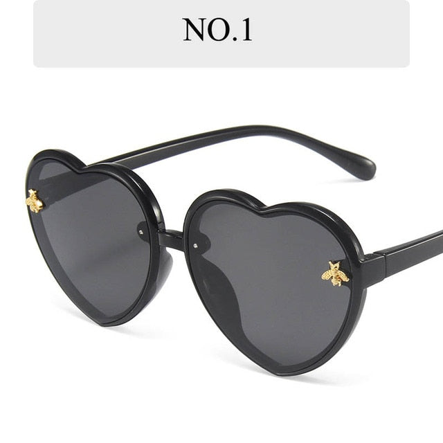 Fashion Brand Heart Kids Sunglasses 2022 New Children Cute Pink Cartoon Bee Sun Glasses Girls Boys Baby Gradient Eyewear