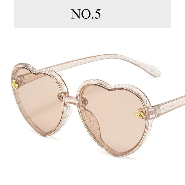 Fashion Brand Heart Kids Sunglasses 2022 New Children Cute Pink Cartoon Bee Sun Glasses Girls Boys Baby Gradient Eyewear
