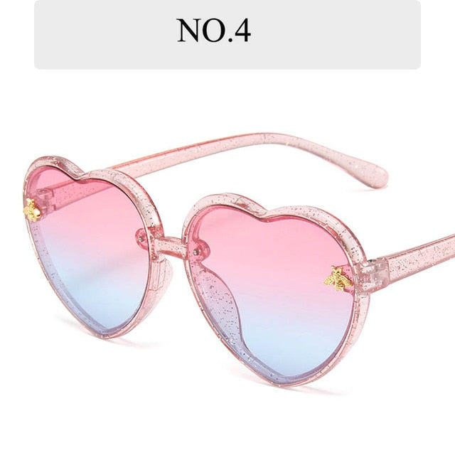 Fashion Brand Heart Kids Sunglasses 2022 New Children Cute Pink Cartoon Bee Sun Glasses Girls Boys Baby Gradient Eyewear