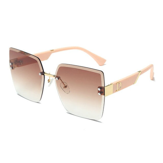 Fashion Luxury Rimless Square Sunglasses | Women & Men | UV400 Vintage Designer Red Shades