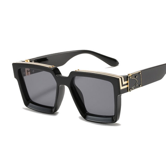 Fashion Square Men Sunglasses Brand Designer Plastic Frame Sun Glasses Shades For Women Black Silver Mirror Oculos De Sol