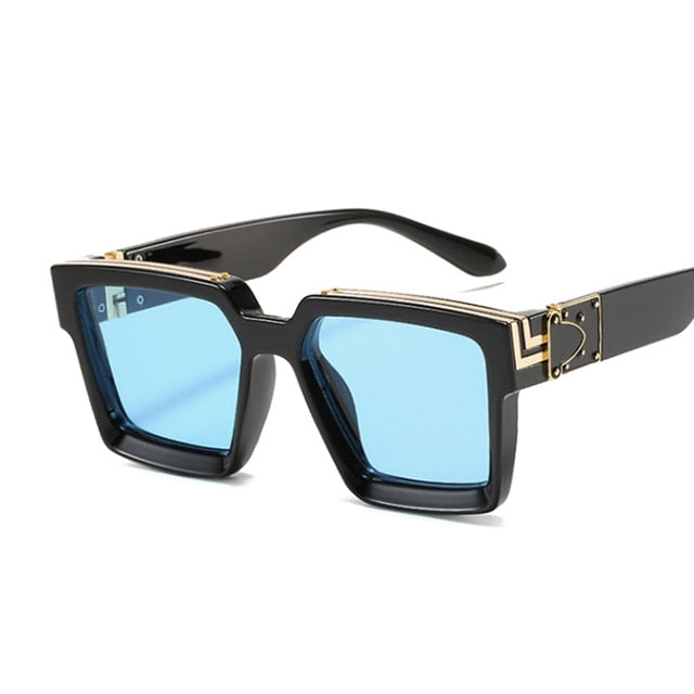 Fashion Square Men Sunglasses Brand Designer Plastic Frame Sun Glasses Shades For Women Black Silver Mirror Oculos De Sol