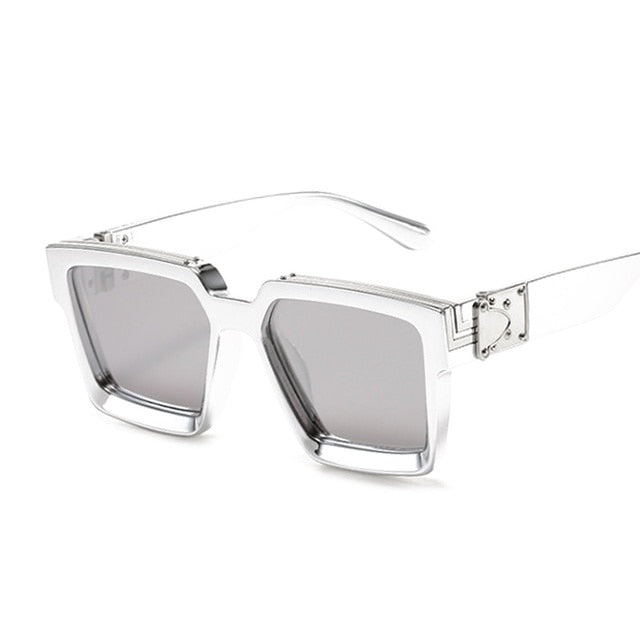 Fashion Square Men Sunglasses Brand Designer Plastic Frame Sun Glasses Shades For Women Black Silver Mirror Oculos De Sol