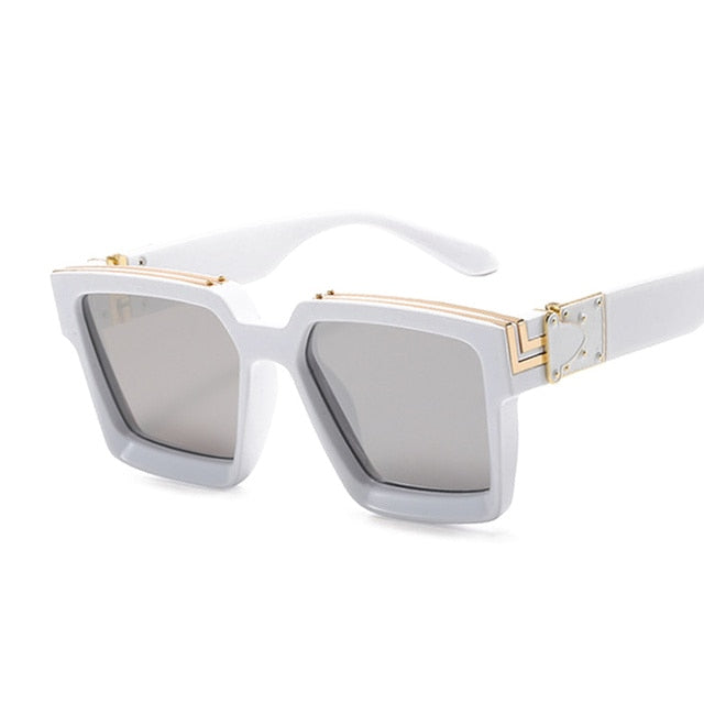 Fashion Square Men Sunglasses Brand Designer Plastic Frame Sun Glasses Shades For Women Black Silver Mirror Oculos De Sol