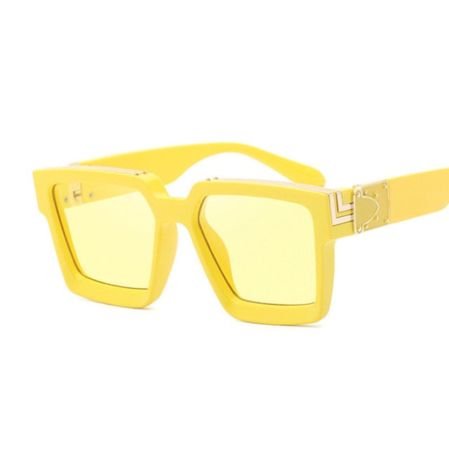 Fashion Square Men Sunglasses Brand Designer Plastic Frame Sun Glasses Shades For Women Black Silver Mirror Oculos De Sol