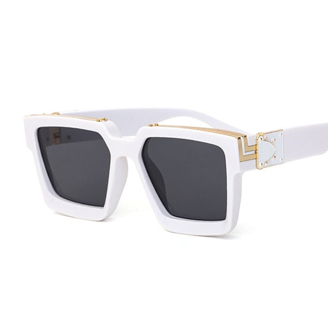 Fashion Square Men Sunglasses Brand Designer Plastic Frame Sun Glasses Shades For Women Black Silver Mirror Oculos De Sol