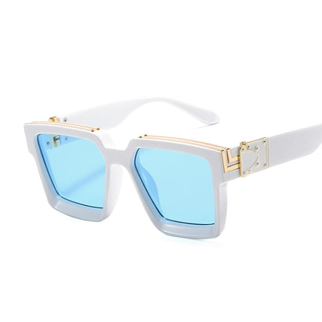 Fashion Square Men Sunglasses Brand Designer Plastic Frame Sun Glasses Shades For Women Black Silver Mirror Oculos De Sol