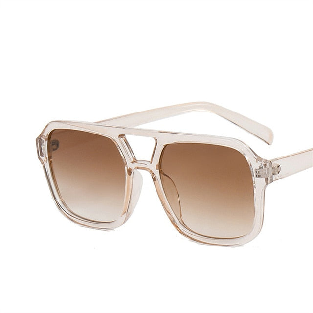 Fashion Square Sunglasses Women Vintage Frame Female Double Beam Sun Glasses Ocean Gradient Retro Designer Outdoor Oculos De Sol