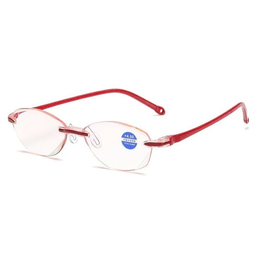 Frameless Square Reading Glasses for Men Women's Anti Blue Light Computer Eyeglasses Far Sight Presbyopia Reader Glasses Women