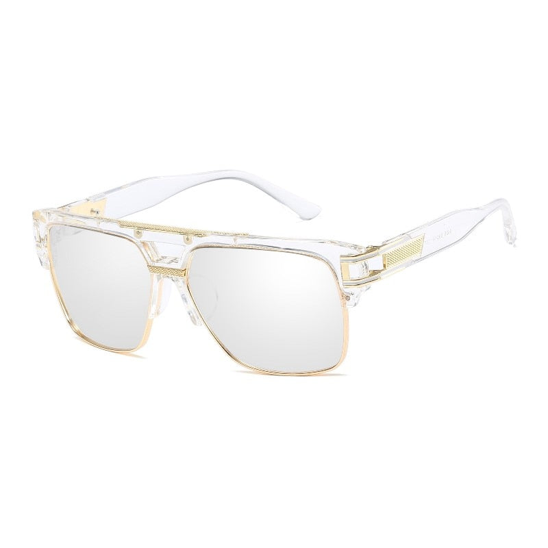 Classic Luxury Men Sunglasses Glamour Fashion Brand Sun Glasses For Women Mirrored Retro Vintage Square Designer Shades