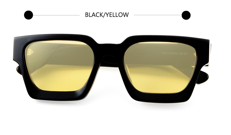 High Thick Acetate Men Sunglasses Square Women Yellow Pink Oculos De Sol Masculino Punk Designer Oversized Eyewear Shades UV400