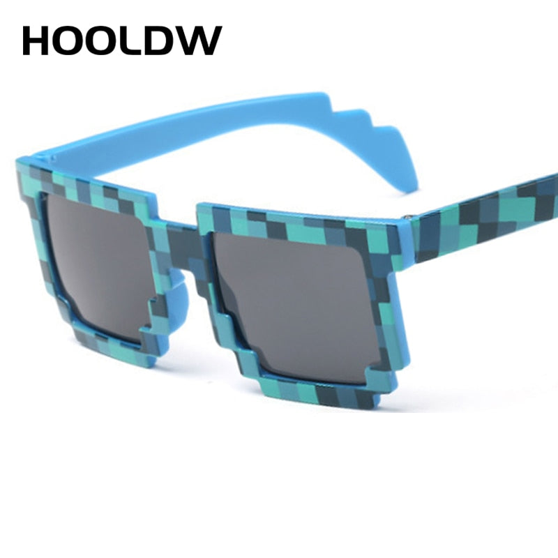 HOOLDW Fashion Kids Sunglasses Smaller Size Square Mosaic Children Glasses Boys Girls Sports Goggles Glasses Pixel Eyewares