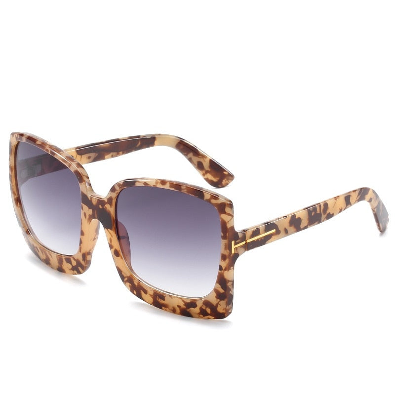 D&T New Fashion Oversized Women Sunglasses Brand Designer Plastic Female Big Frame Gradient Sun Glasses UV400 gafas de sol mujer