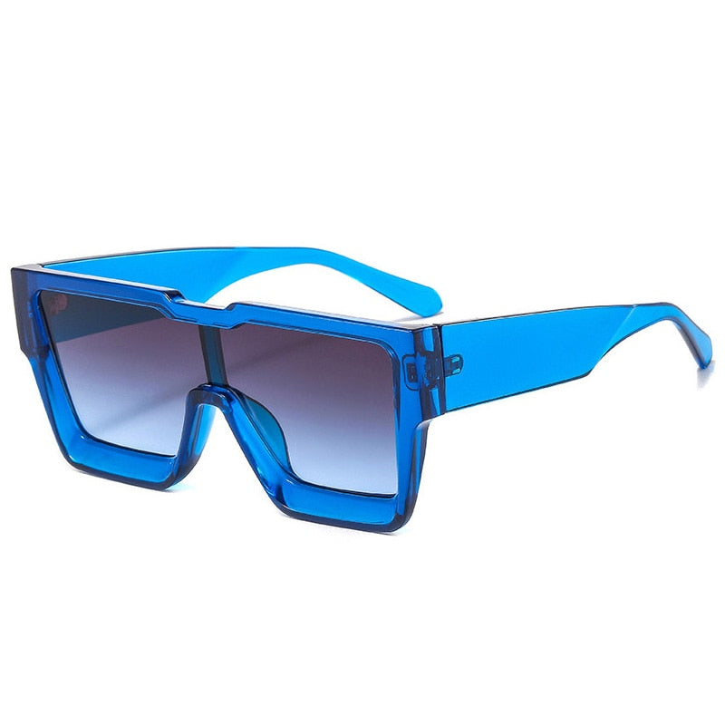 SO&EI Fashion Oversized Square One Piece Women Sunglasses Retro Men Outdoor Sports Shades UV400 Sun Glasses Orange Green Eyewear