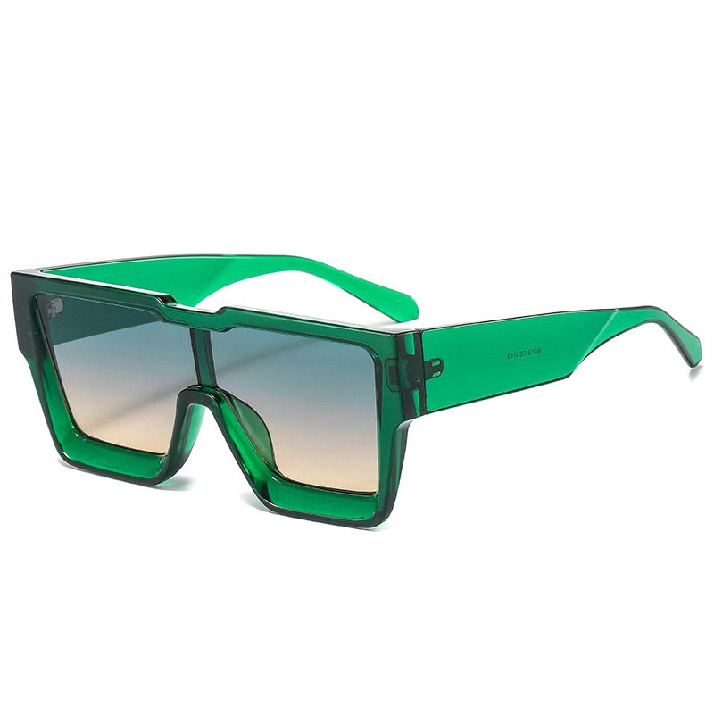 SO&EI Fashion Oversized Square One Piece Women Sunglasses Retro Men Outdoor Sports Shades UV400 Sun Glasses Orange Green Eyewear
