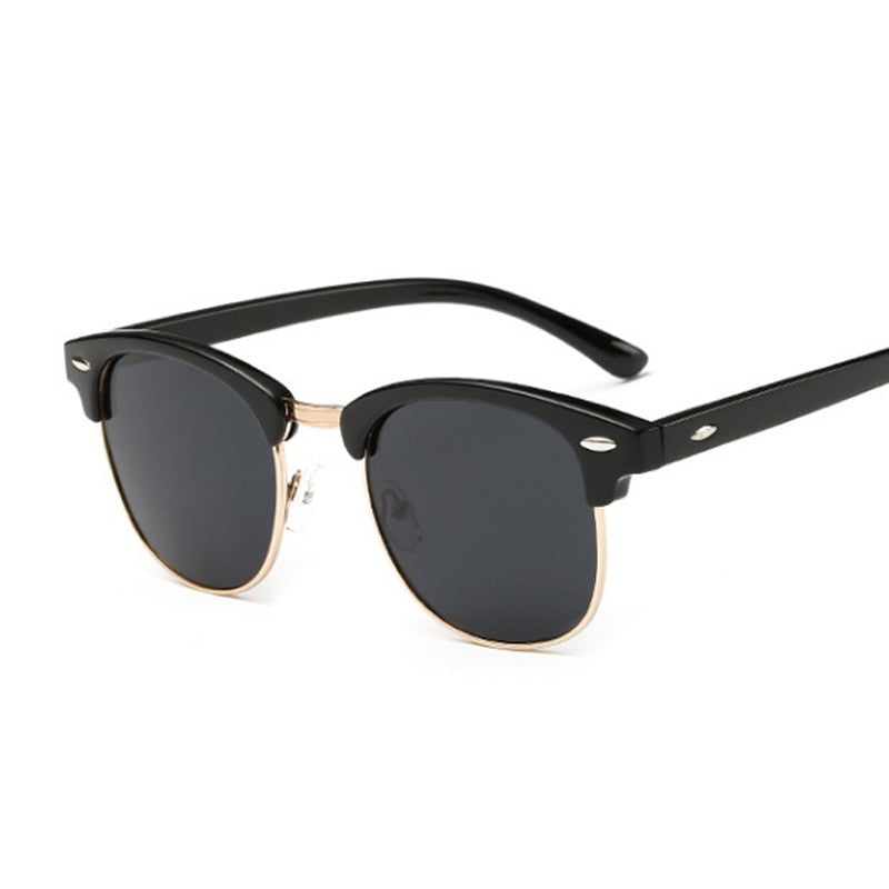 Polarized Man Sunglasses Vintage Brand Designer Sun Glasses Woman Semi Rimless Classic Rivet Retro Male Female Oculos De Sol