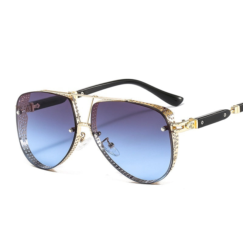2021 New Hollow Pattern Oval Sunglasses Men Women Luxury Trend Brand Designer Metal Alloy Frame Gradients Lens conspicuous Pilot