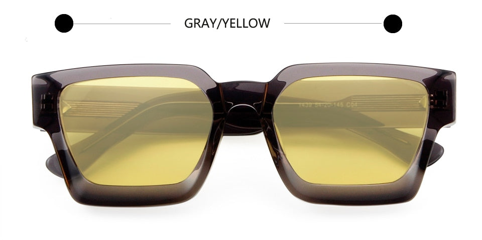 High Thick Acetate Men Sunglasses Square Women Yellow Pink Oculos De Sol Masculino Punk Designer Oversized Eyewear Shades UV400