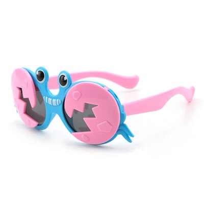 Ralferty Cool Baby Kids Sunglasses Girls Boys Cartoons Crab Flip Up Sun Glasses Funny Child Shades Unbreakable Soft Frame Oculo