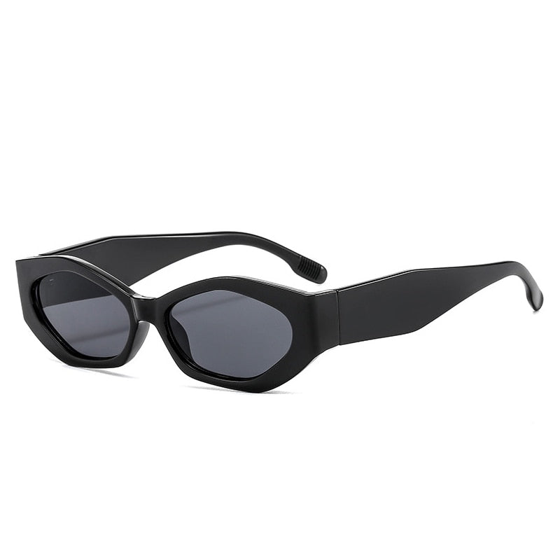 SO&EI Ins Popular Fashion Polygon Cat Eye Women Sunglasses Retro Colorful Oval Eyewear Shades UV400 Men Trending Sun Glasses