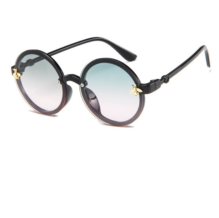 SHENGMEIYU Round kids sunglasses Flower Baby Children Shades Sun Glasses Girls Cute Half Frame Metal Eywear UV400