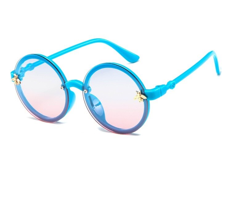 SHENGMEIYU Round kids sunglasses Flower Baby Children Shades Sun Glasses Girls Cute Half Frame Metal Eywear UV400