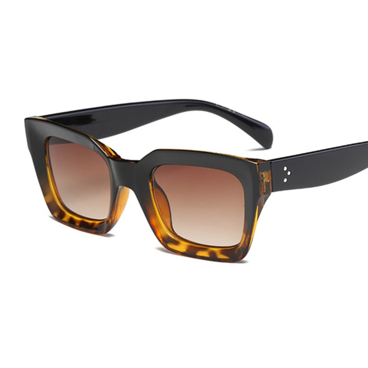 New Fashion Women Luxury Brand Square Sunglasses Ladies Vintage Oversized Sun Glasses Female Big Frame Uv400 Shades Black