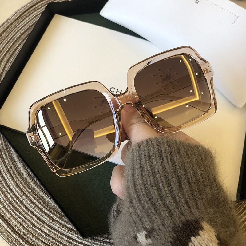 Vintage Oversize Square Sunglasses Women Luxury Brand Big Frame Women Sun Glasses Black Fashion Gradient Female Glasses Oculos