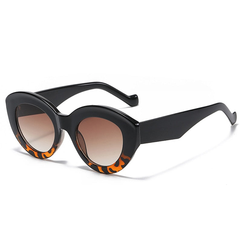 SO&EI Ins Popular Fashion Oversized Cat Eye Women Sunglasses Retro Leopard Shades UV400 Men Trending Oval Sun Glasses