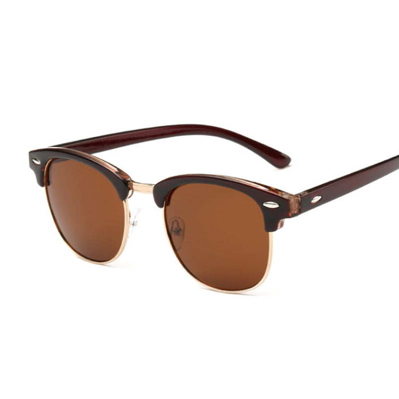 Polarized Man Sunglasses Vintage Brand Designer Sun Glasses Woman Semi Rimless Classic Rivet Retro Male Female Oculos De Sol