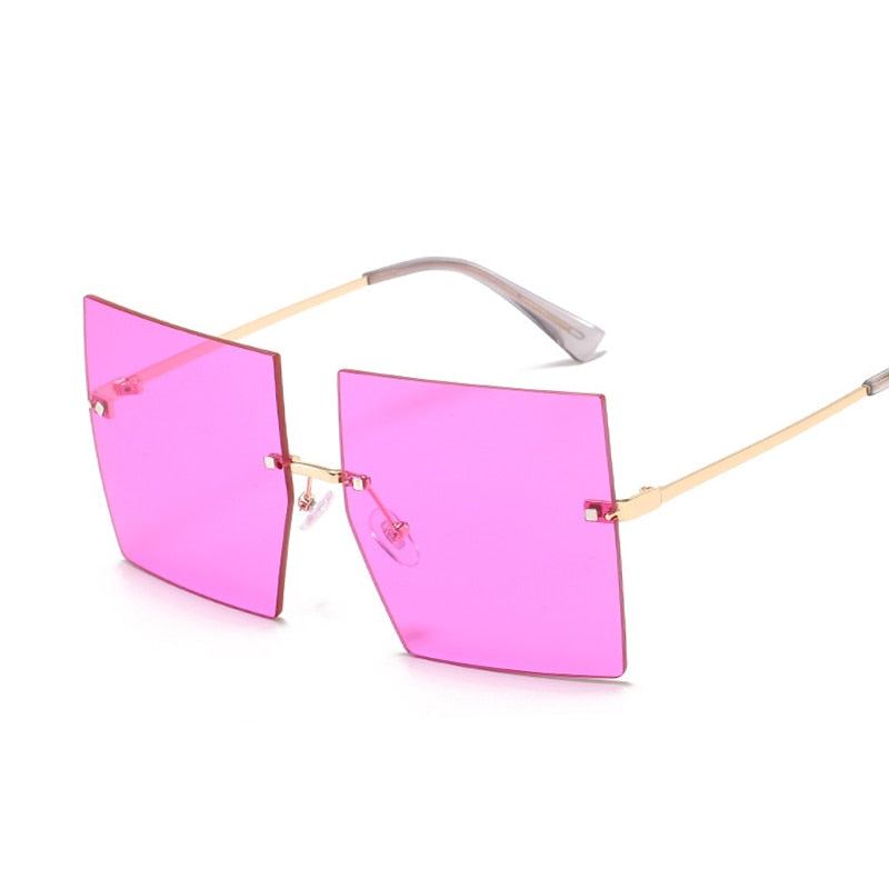 Vintage Square Sunglasses Women Luxury Oversized Rimless Sun Glasses Shades Female Fashion Brand Designer Clear Oculos De Sol