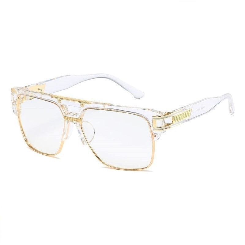 Classic Luxury Men Sunglasses Glamour Fashion Brand Sun Glasses For Women Mirrored Retro Vintage Square Designer Shades