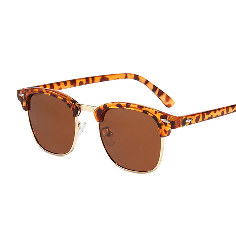 Polarized Man Sunglasses Vintage Brand Designer Sun Glasses Woman Semi Rimless Classic Rivet Retro Male Female Oculos De Sol