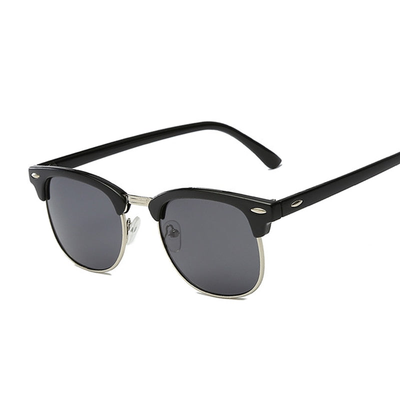 Polarized Man Sunglasses Vintage Brand Designer Sun Glasses Woman Semi Rimless Classic Rivet Retro Male Female Oculos De Sol