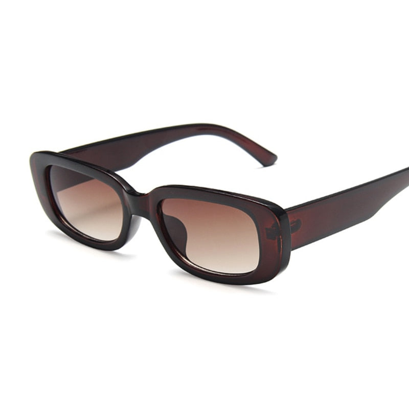 Vintage Black Square Sunglasses Woman Luxury Brand Small Rectangle Sun Glasses Female Gradient Clear Mirror Oculos De Sol