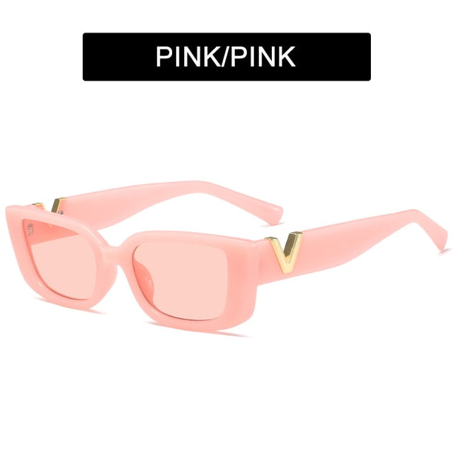 HOOBAN 2022 Fashion Cat Eye Sunglasses Luxury V Sun Glasses For Ladies Classic Rectangle Driving Eyewear UV400