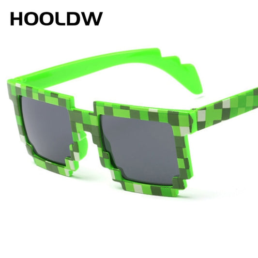 HOOLDW Fashion Kids Sunglasses Smaller Size Square Mosaic Children Glasses Boys Girls Sports Goggles Glasses Pixel Eyewares