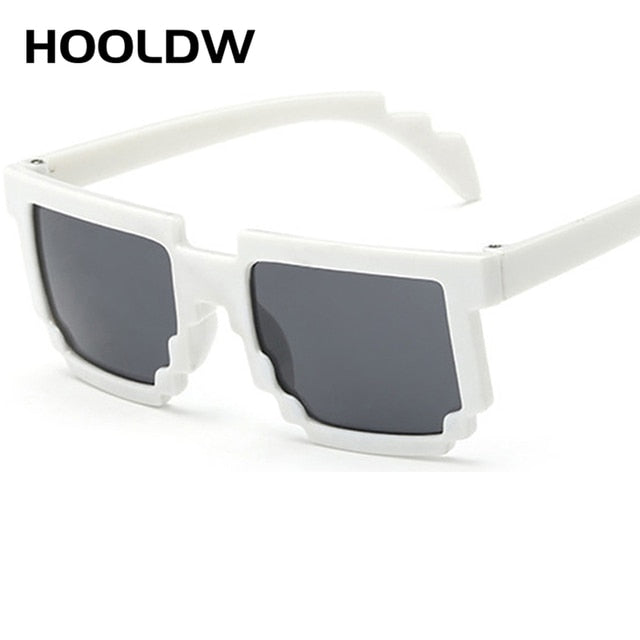 HOOLDW Fashion Kids Sunglasses Smaller Size Square Mosaic Children Glasses Boys Girls Sports Goggles Glasses Pixel Eyewares