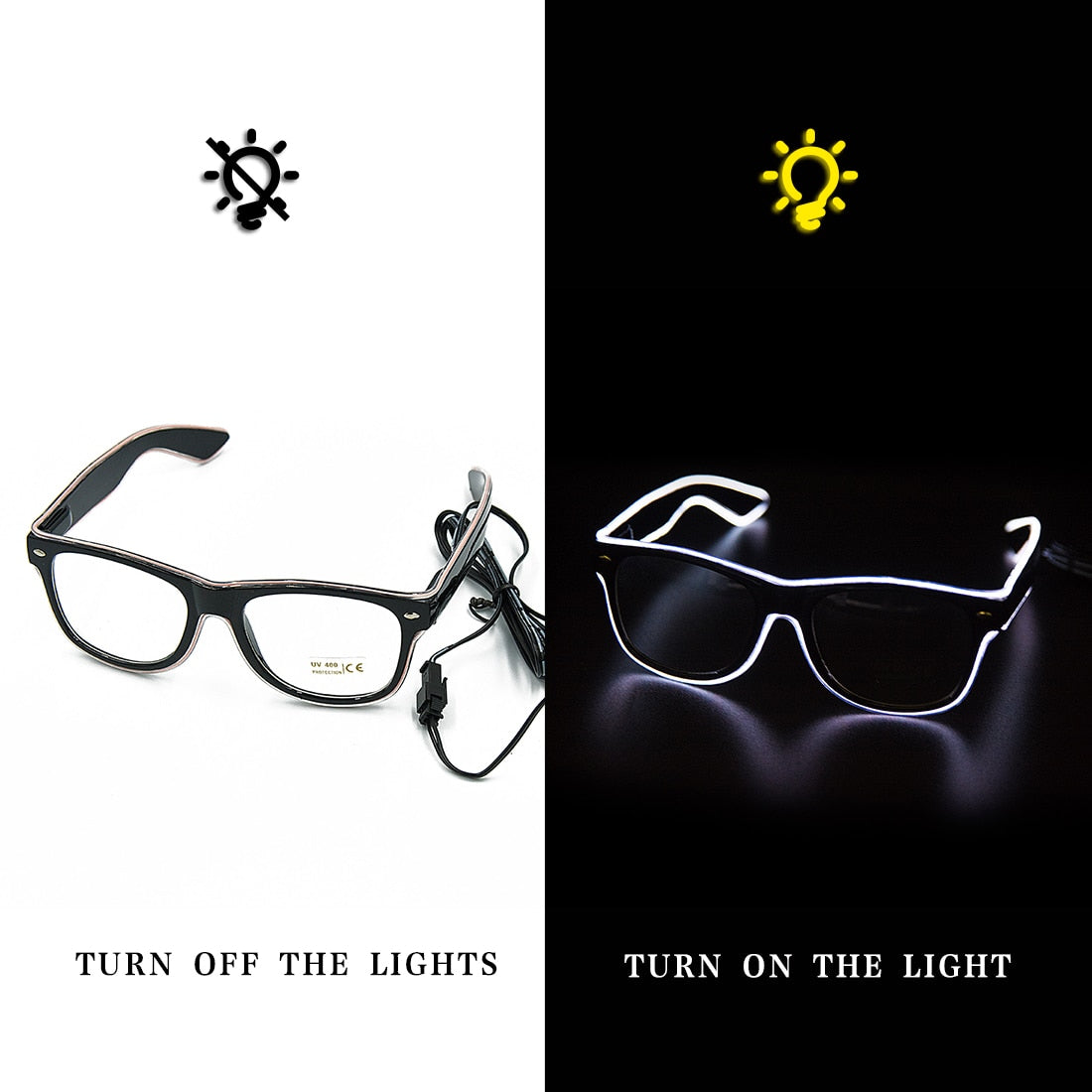 Led Glasses Neon Party Flashing Glasses EL Wire Glowing Gafas Luminous Bril Novelty Gift Glow Sunglasses Bright Light Supplies