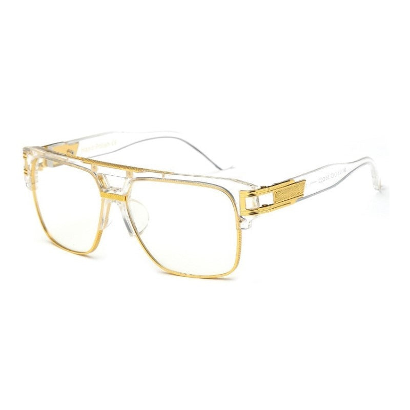 Classic Luxury Men Sunglasses Glamour Fashion Brand Sun Glasses For Women Mirrored Retro Vintage Square Designer Shades