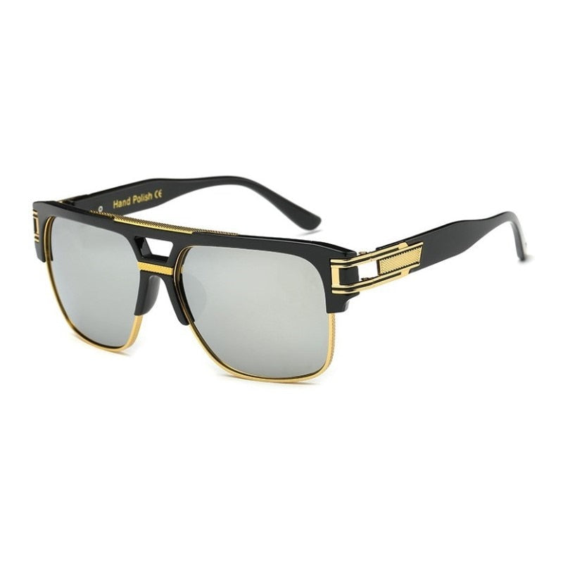 Classic Luxury Men Sunglasses Glamour Fashion Brand Sun Glasses For Women Mirrored Retro Vintage Square Designer Shades