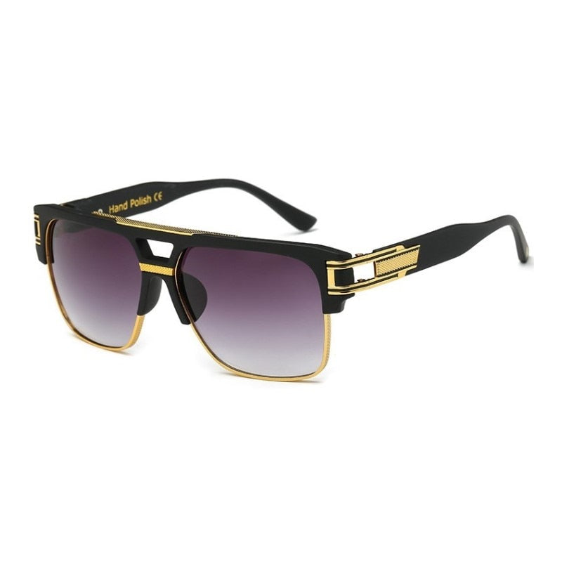 Classic Luxury Men Sunglasses Glamour Fashion Brand Sun Glasses For Women Mirrored Retro Vintage Square Designer Shades