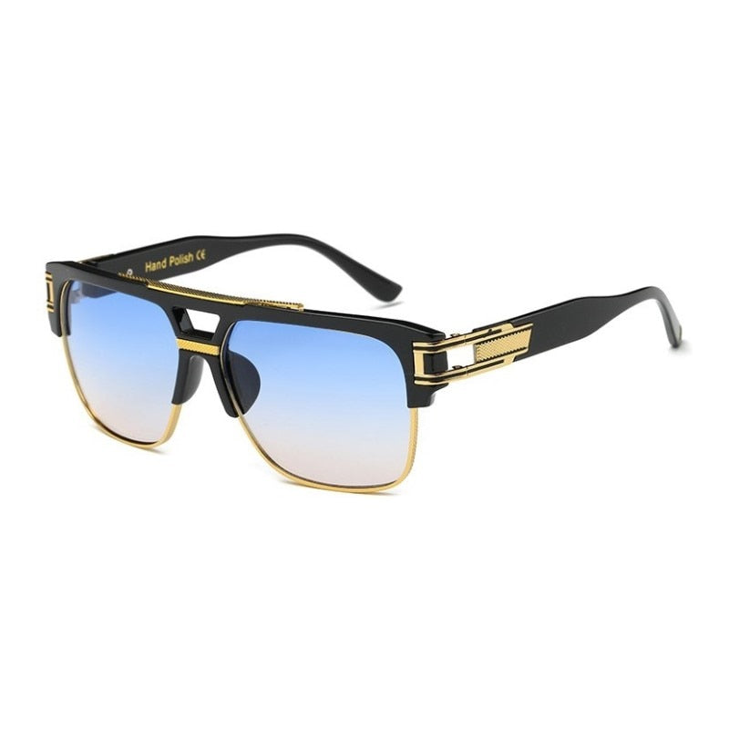 Classic Luxury Men Sunglasses Glamour Fashion Brand Sun Glasses For Women Mirrored Retro Vintage Square Designer Shades
