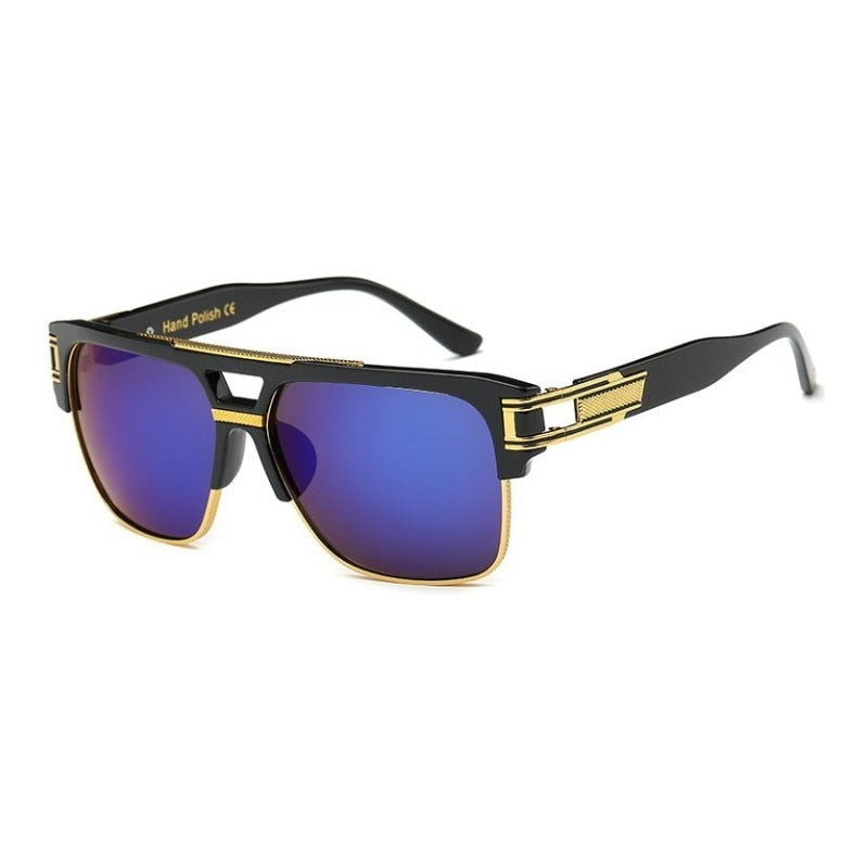 Classic Luxury Men Sunglasses Glamour Fashion Brand Sun Glasses For Women Mirrored Retro Vintage Square Designer Shades