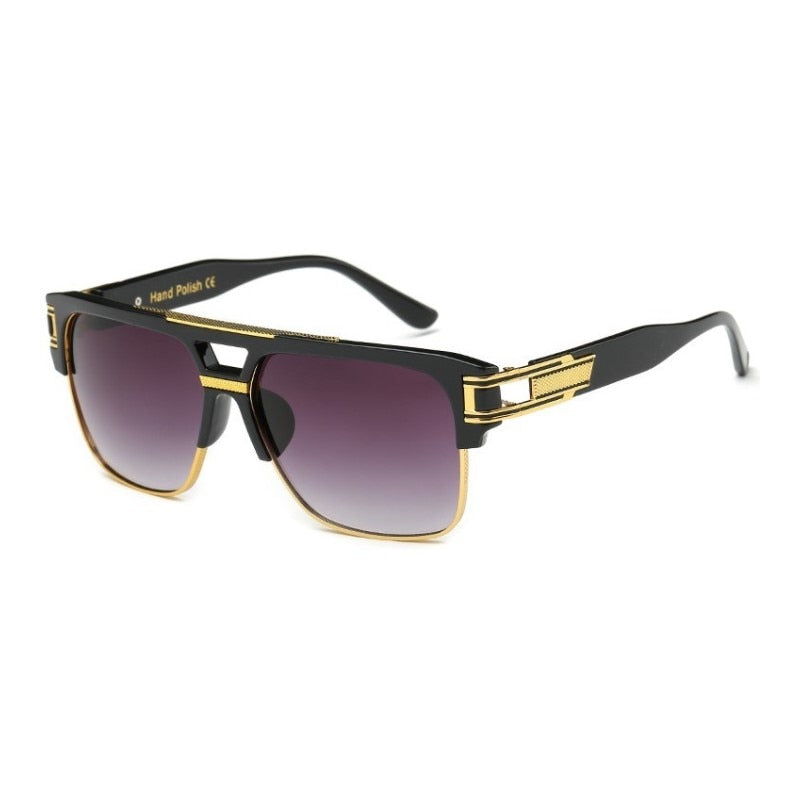 Classic Luxury Men Sunglasses Glamour Fashion Brand Sun Glasses For Women Mirrored Retro Vintage Square Designer Shades