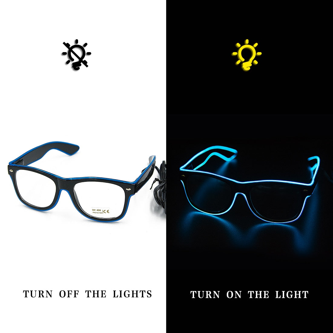 Led Glasses Neon Party Flashing Glasses EL Wire Glowing Gafas Luminous Bril Novelty Gift Glow Sunglasses Bright Light Supplies