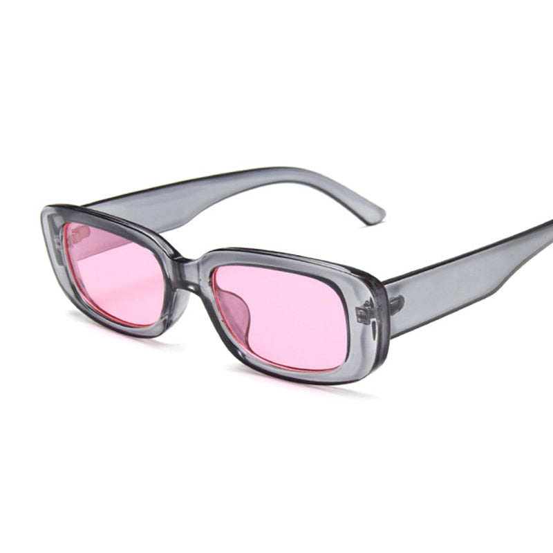 Vintage Black Square Sunglasses Woman Luxury Brand Small Rectangle Sun Glasses Female Gradient Clear Mirror Oculos De Sol