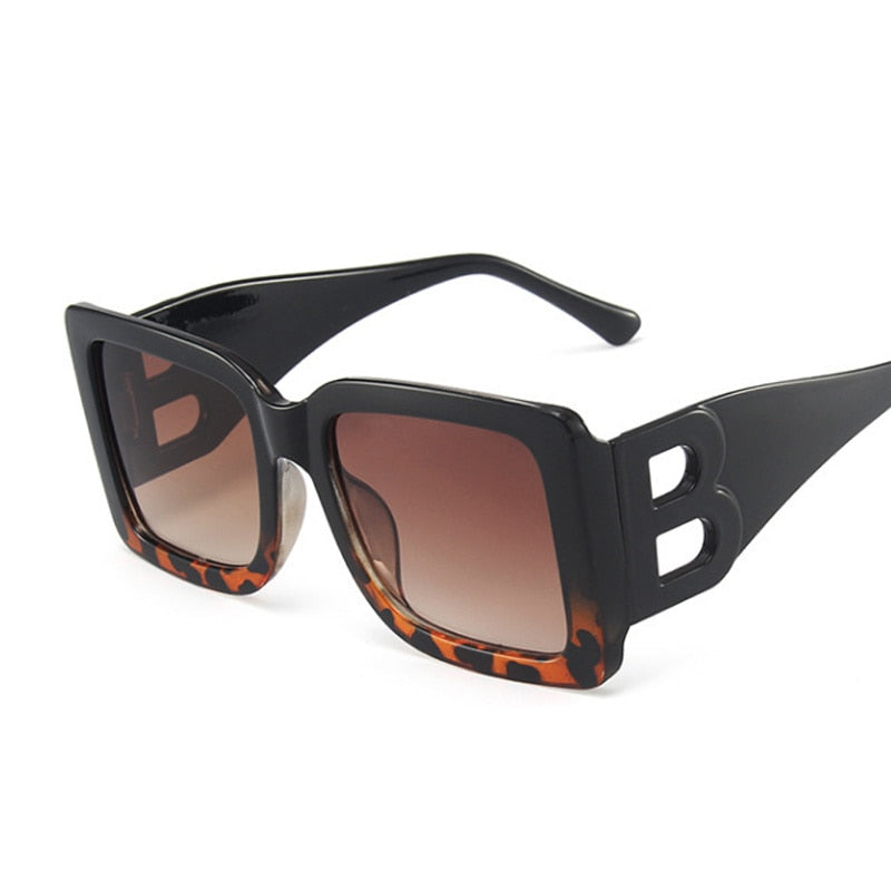 Brand Fashion Square Sunglasses Woman Mirror Black Gradient Sun Glasses Female Big Frame Modern Retro Vintage Oculos De Sol