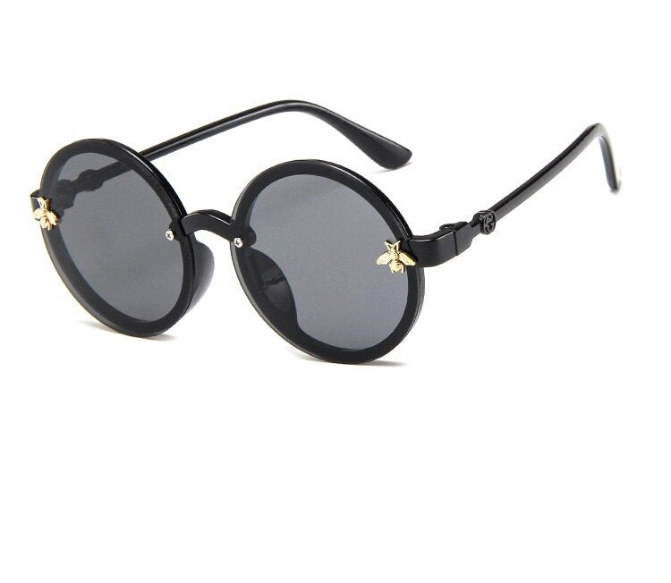 SHENGMEIYU Round kids sunglasses Flower Baby Children Shades Sun Glasses Girls Cute Half Frame Metal Eywear UV400