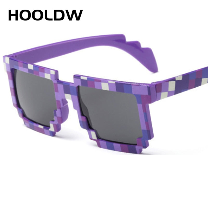 HOOLDW Fashion Kids Sunglasses Smaller Size Square Mosaic Children Glasses Boys Girls Sports Goggles Glasses Pixel Eyewares